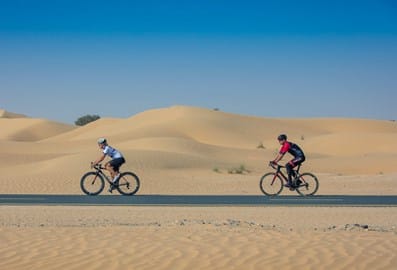 Cycling in Al Qudra cycling track Dubai