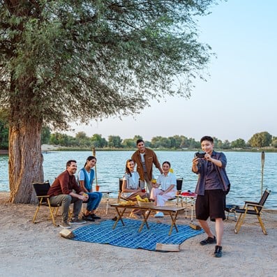 family jumping fun dubai desert