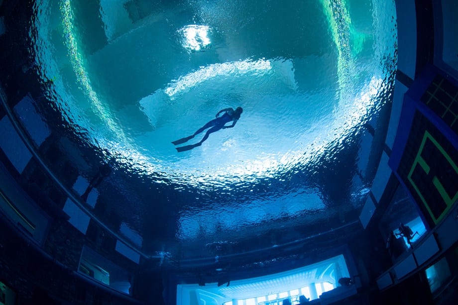 A shot from inside the depths of Deep Dive Dubai
